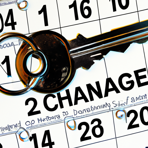 לוח שנה עם תאריך החלפת המנעול מסומן, המסמל את הצורך בשינוי שנתי.
